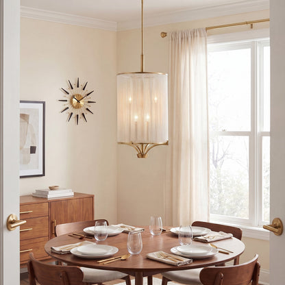 4-Light Chandelier, Warm Brass