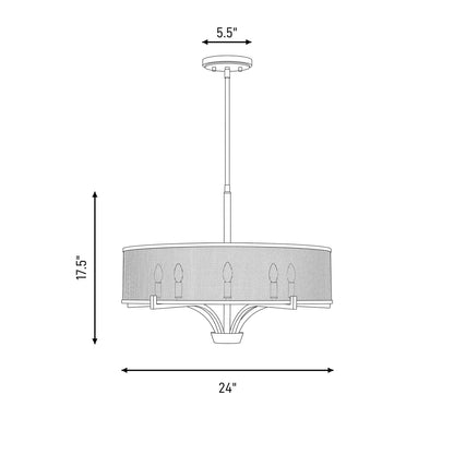 4-Light Chandelier, Warm Brass