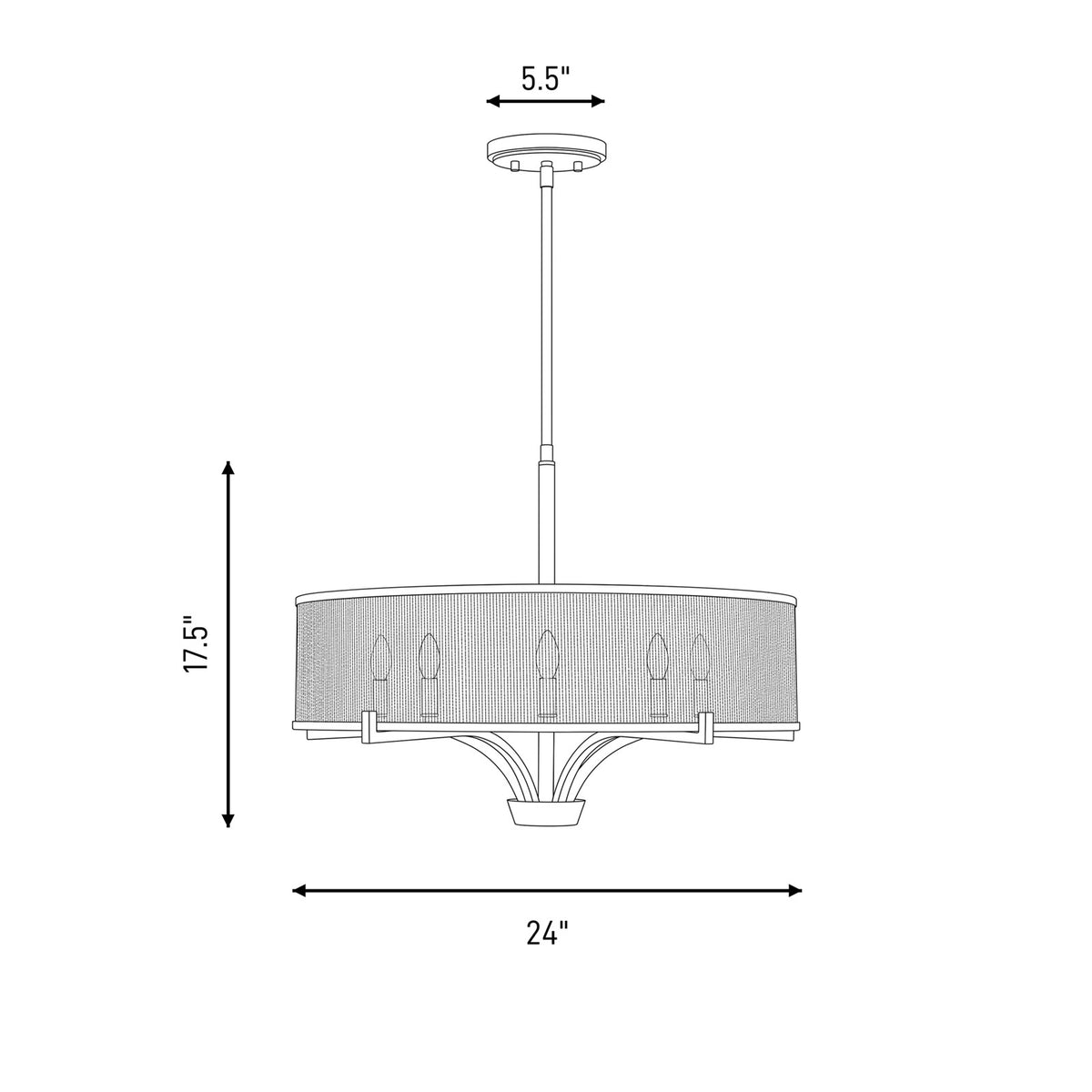 4-Light Chandelier, Warm Brass