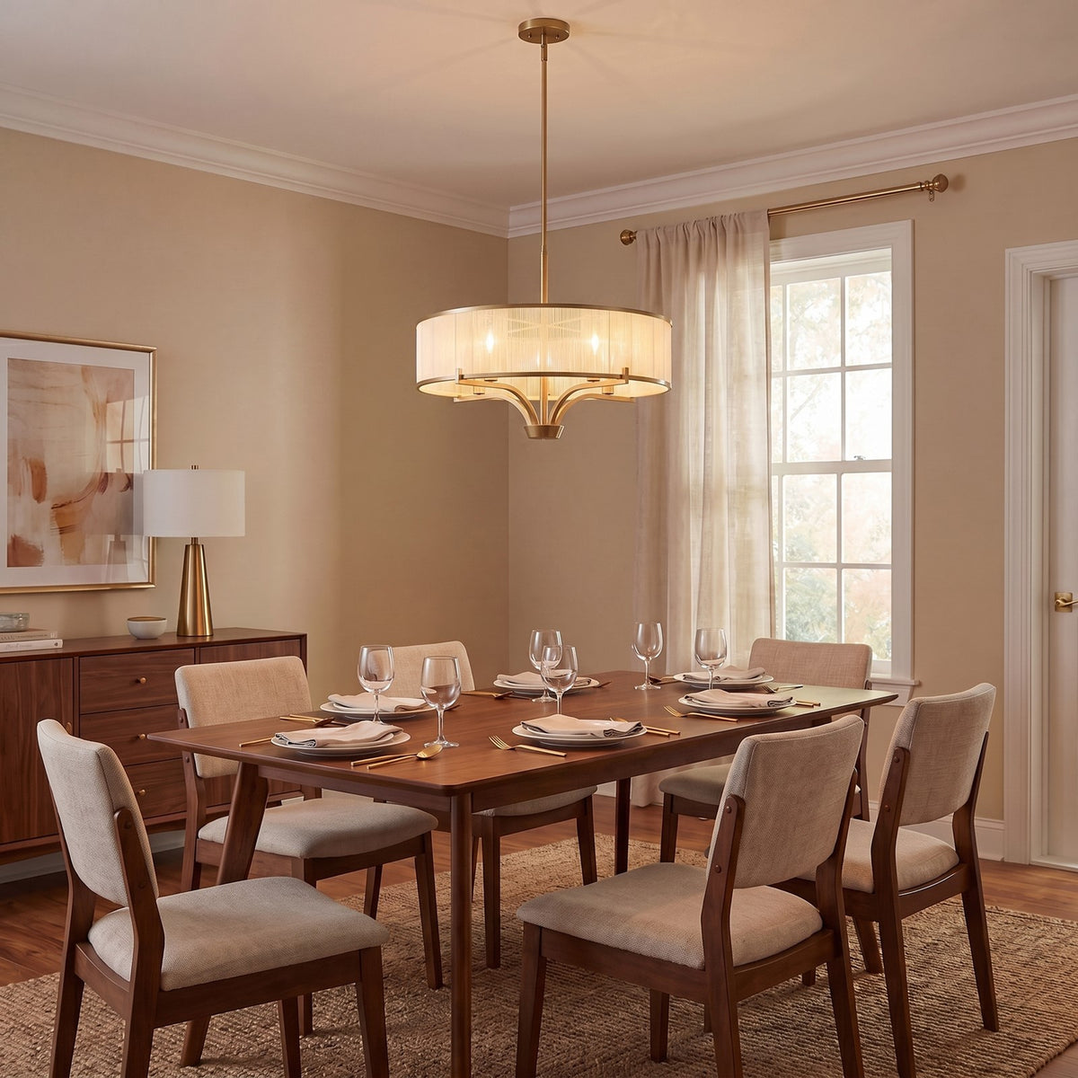 4-Light Chandelier, Warm Brass