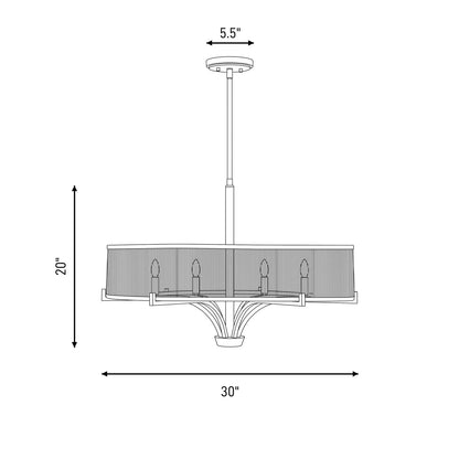 4-Light Chandelier, Warm Brass