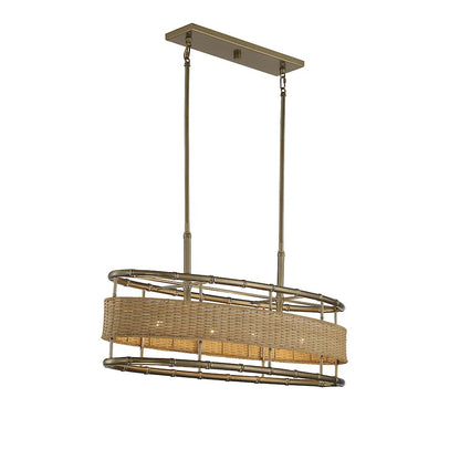 4 Light Linear Chandelier, Burnished Brass