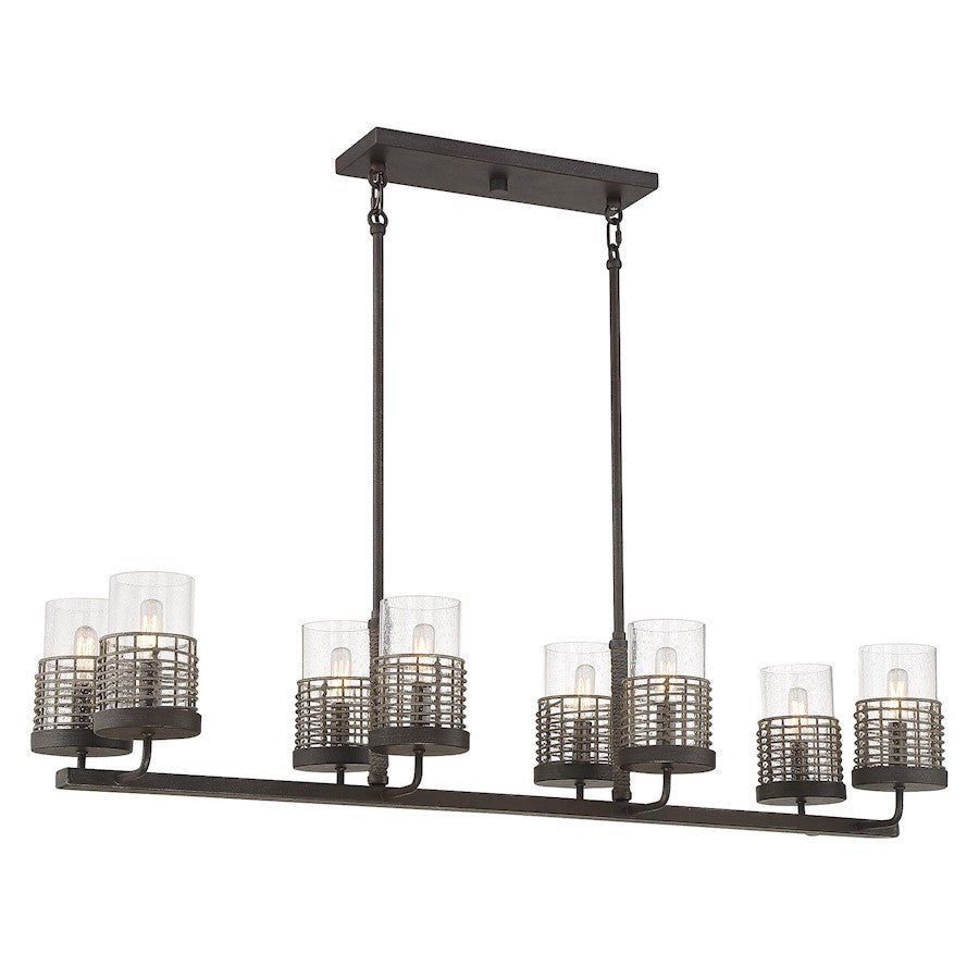 8 Light Linear Chandelier, Gunsmoke