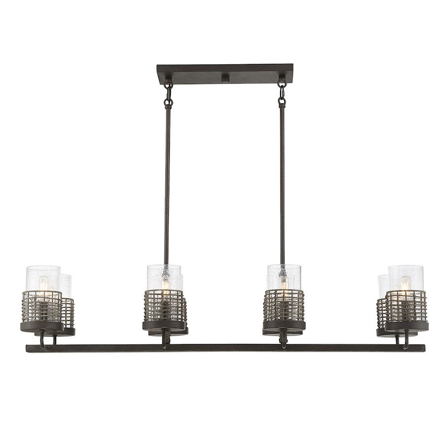 8 Light Linear Chandelier, Gunsmoke