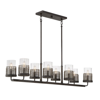 8 Light Linear Chandelier, Gunsmoke