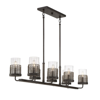 8 Light Linear Chandelier, Gunsmoke