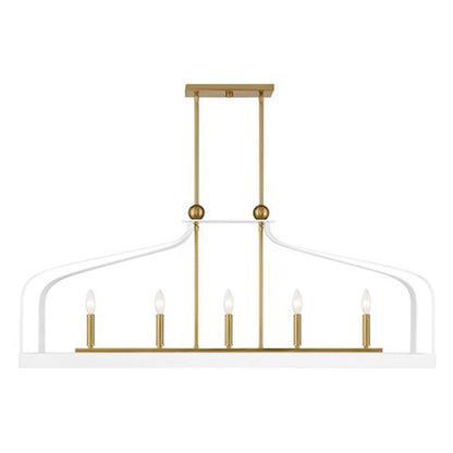 5 Light Linear Chandelier, White