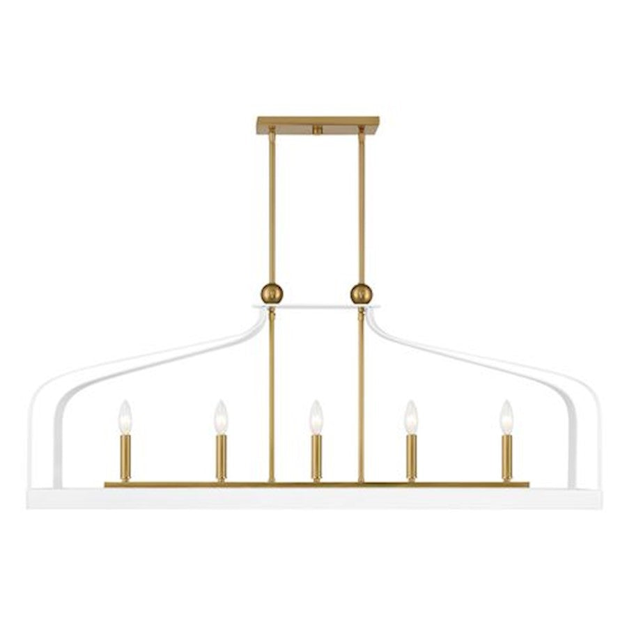 Savoy House Sheffield 5Lt Linear Chandelier, White/Brass - 1-7804-5-142