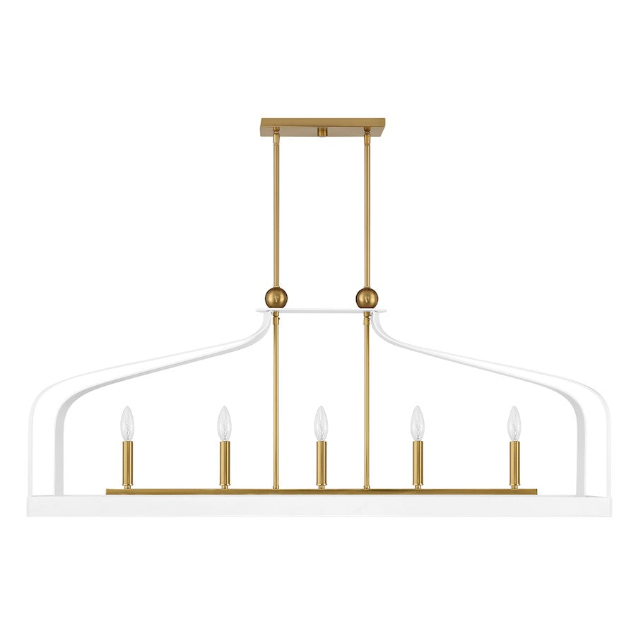 5 Light Linear Chandelier, White