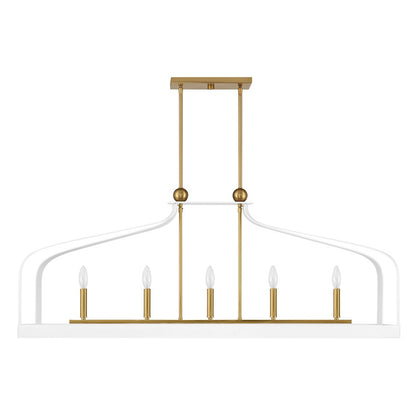 5 Light Linear Chandelier, White