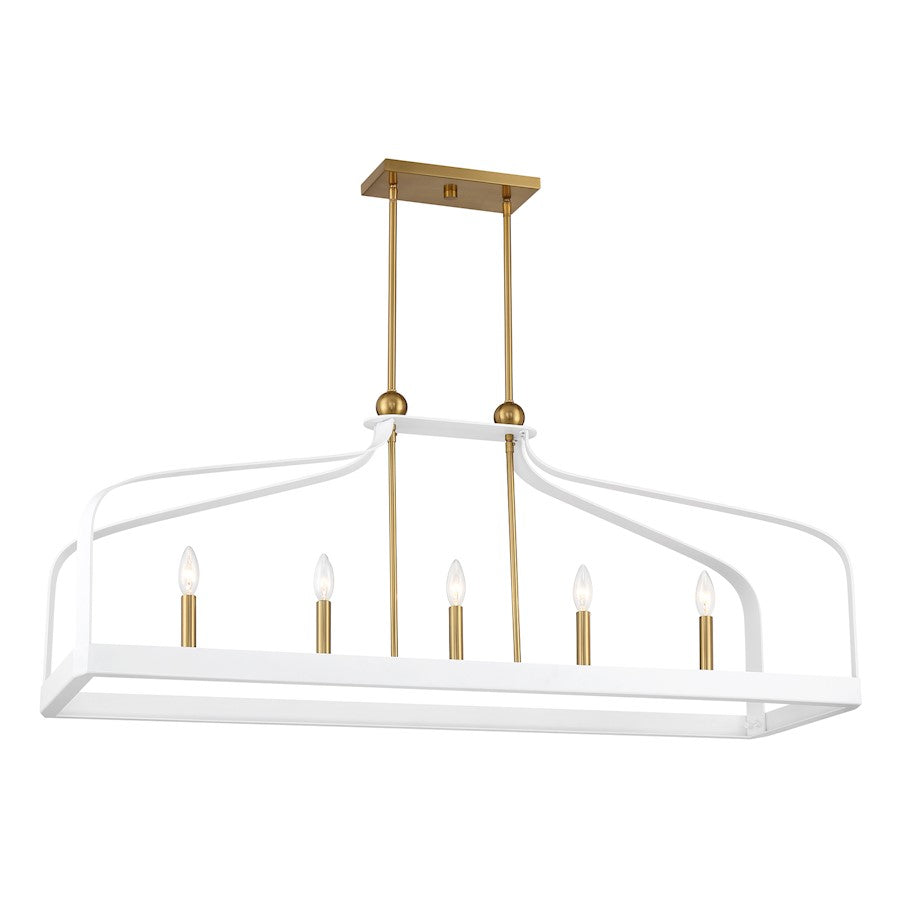 5 Light Linear Chandelier, White