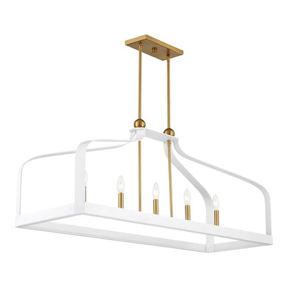 5 Light Linear Chandelier, White