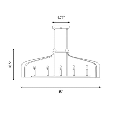 5 Light Linear Chandelier, White