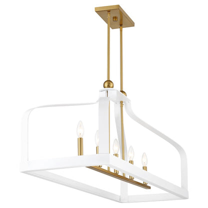 5 Light Linear Chandelier, White