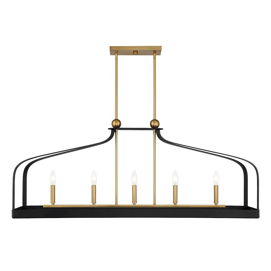 Savoy House Sheffield 5Lt Linear Chandelier, Black/Brass - 1-7804-5-143