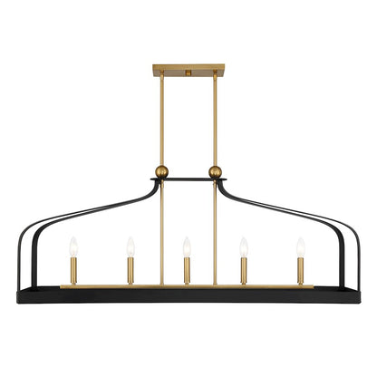 Savoy House Sheffield 5Lt Linear Chandelier, Black/Brass - 1-7804-5-143