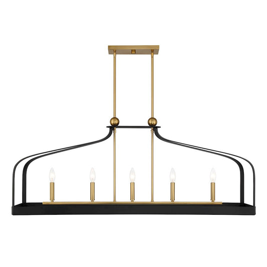 5 Light Linear Chandelier, Black