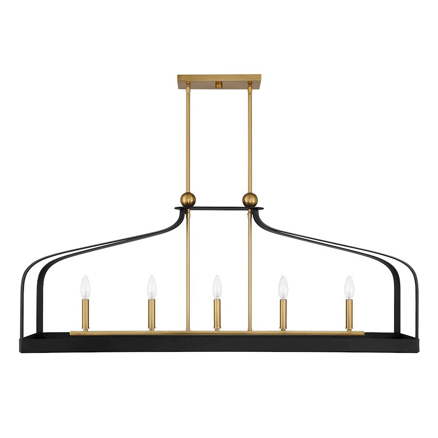 5 Light Linear Chandelier, Black