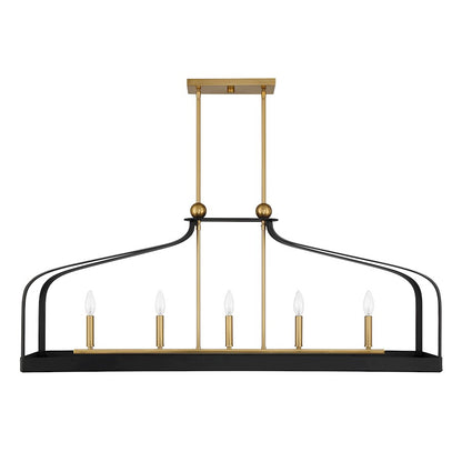 5 Light Linear Chandelier, Black