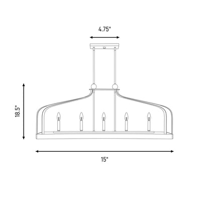 5 Light Linear Chandelier, Black