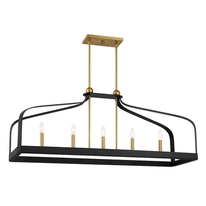 5 Light Linear Chandelier, Black