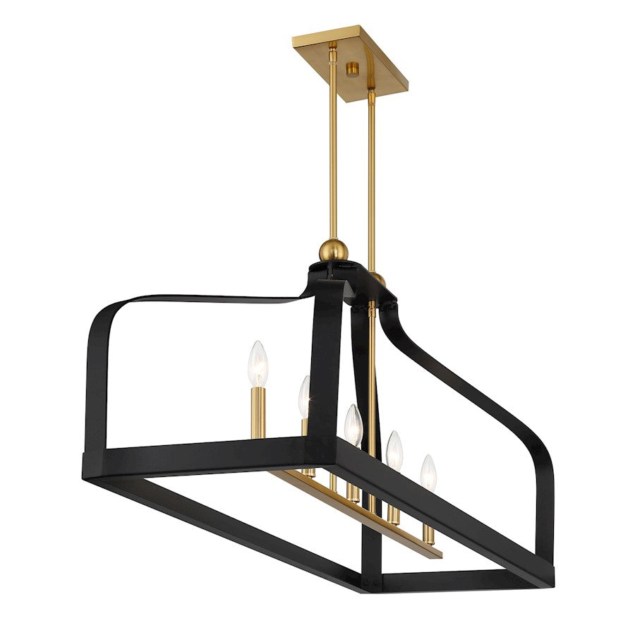 5 Light Linear Chandelier, Black