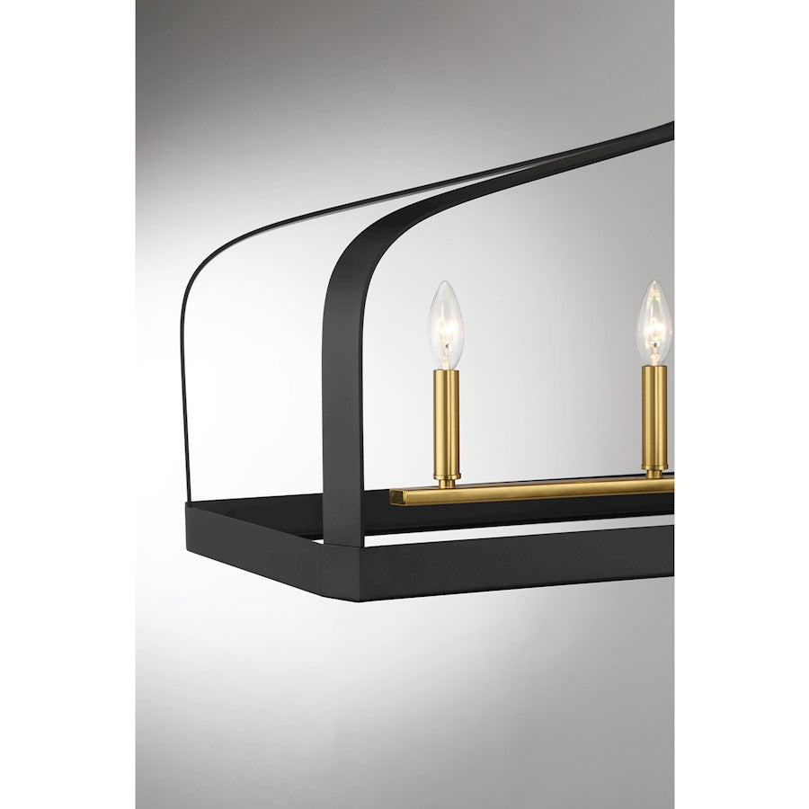 5 Light Linear Chandelier, Black