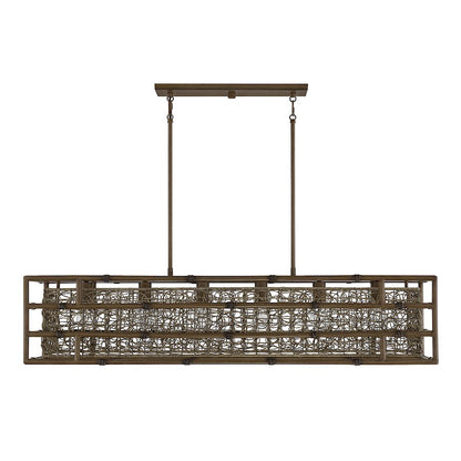 6 Light Linear Chandelier, Grapevine