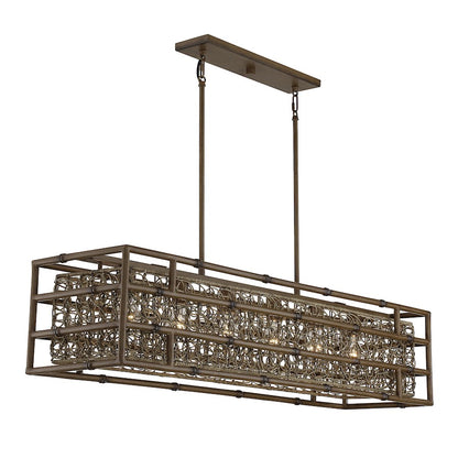 6 Light Linear Chandelier, Grapevine