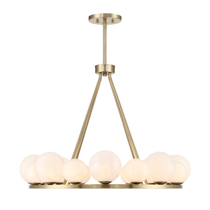 Savoy House Loudon 30in 16-Light Chandelier | Artisanal Modern Noble Brass Metal and Strie Glass | Dining Room & Foyer | 30 x 30 | Model 1-7999-16-127
