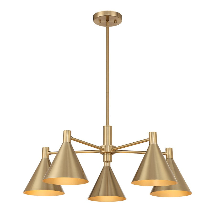 5-Light Chandelier, Noble Brass