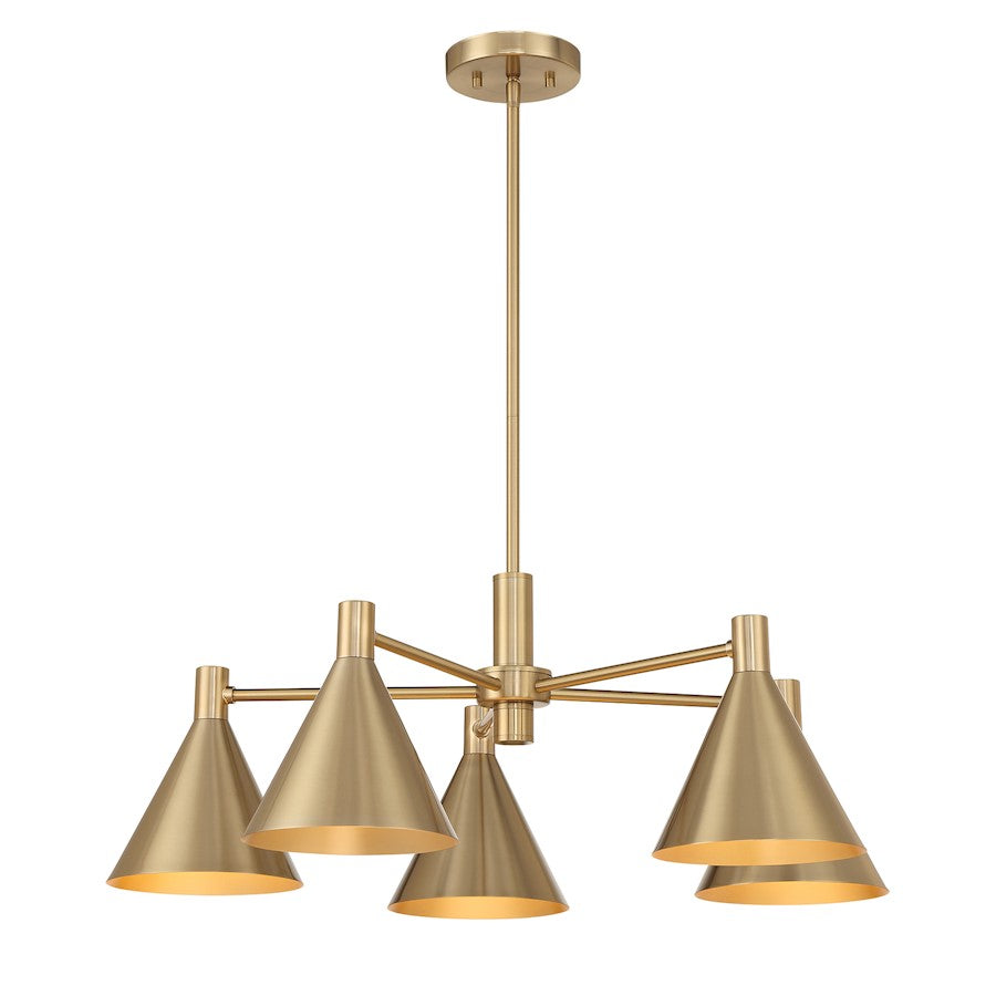 5-Light Chandelier, Noble Brass