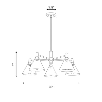 5-Light Chandelier, Noble Brass