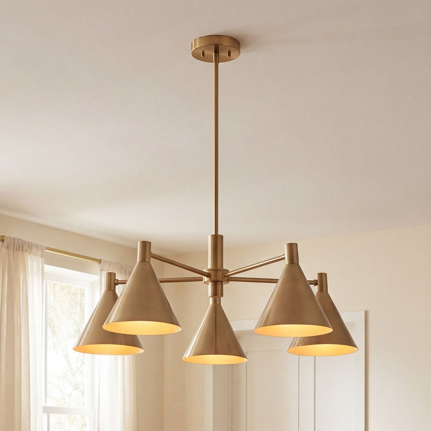 5-Light Chandelier, Noble Brass