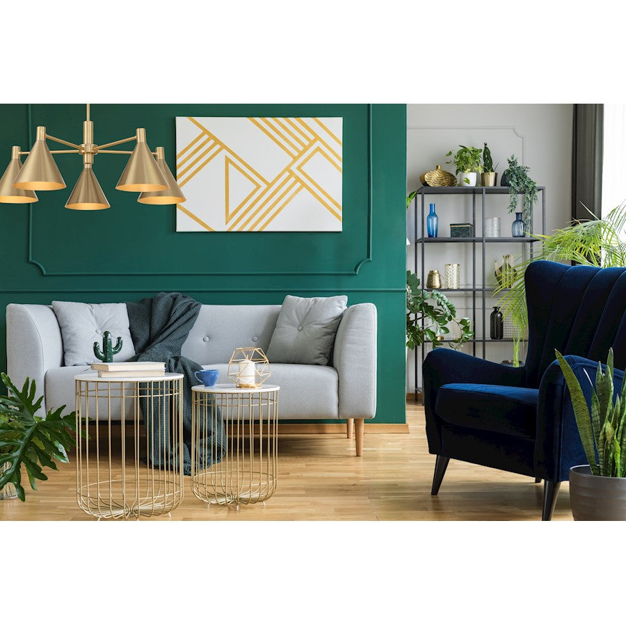 5-Light Chandelier, Noble Brass