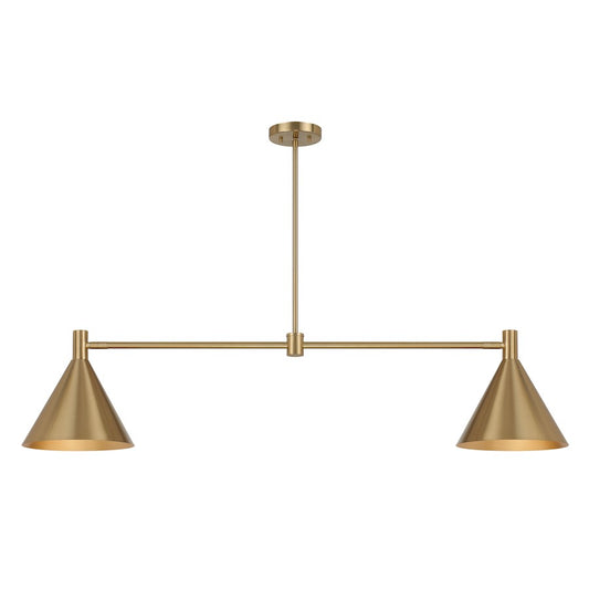 2-Light Linear Chandelier, Noble Brass