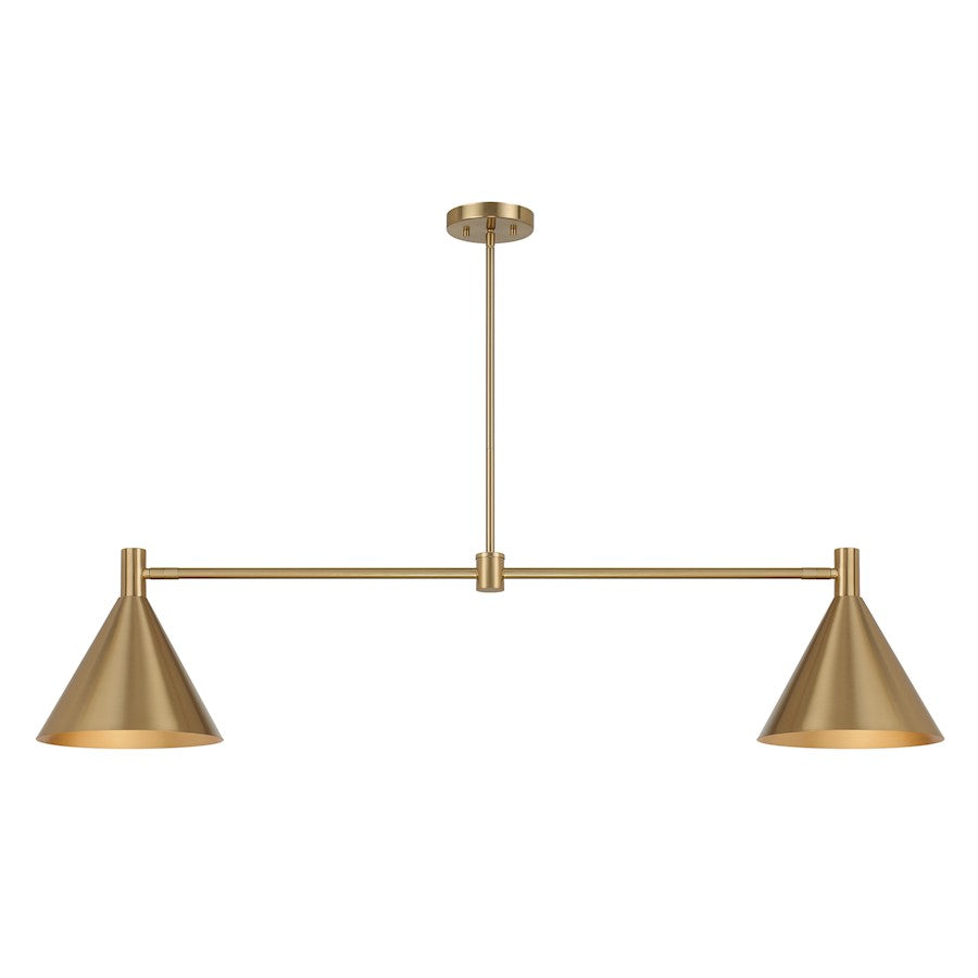 2-Light Linear Chandelier, Noble Brass