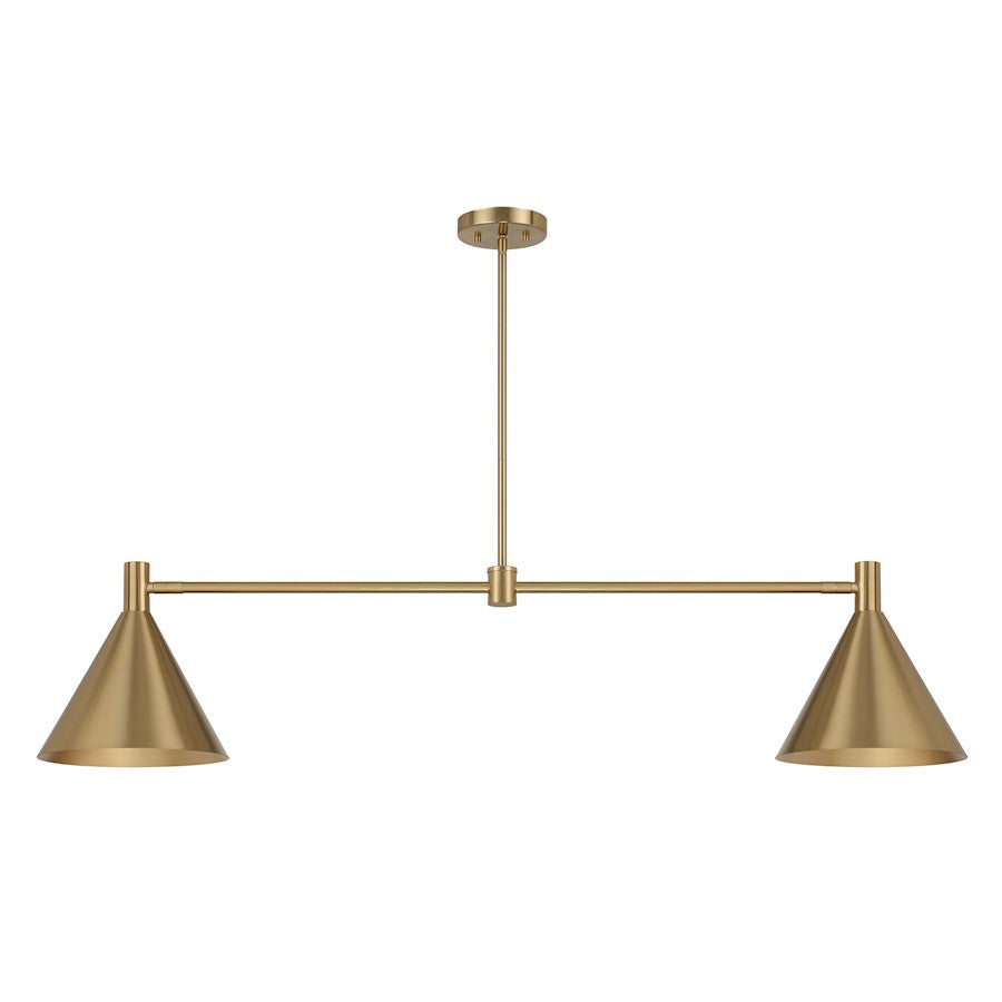 2-Light Linear Chandelier, Noble Brass