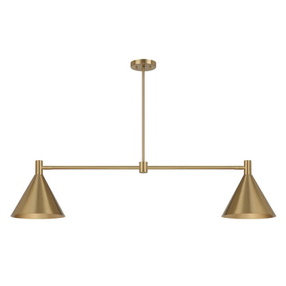 2-Light Linear Chandelier, Noble Brass