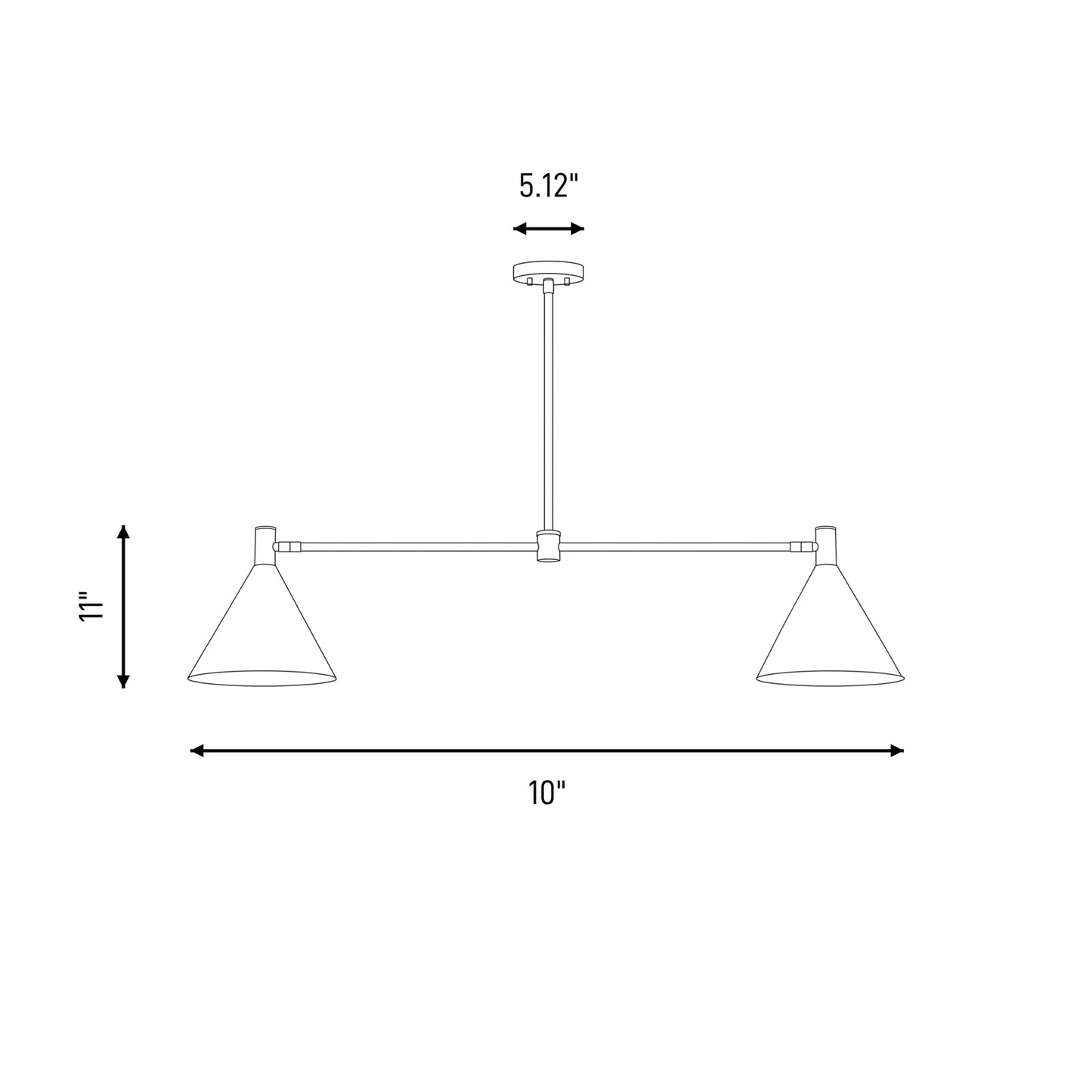 2-Light Linear Chandelier, Noble Brass