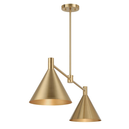 2-Light Linear Chandelier, Noble Brass
