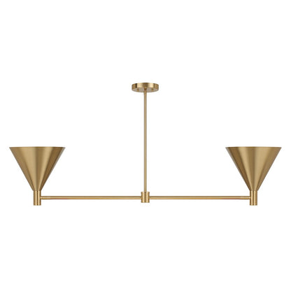 2-Light Linear Chandelier, Noble Brass