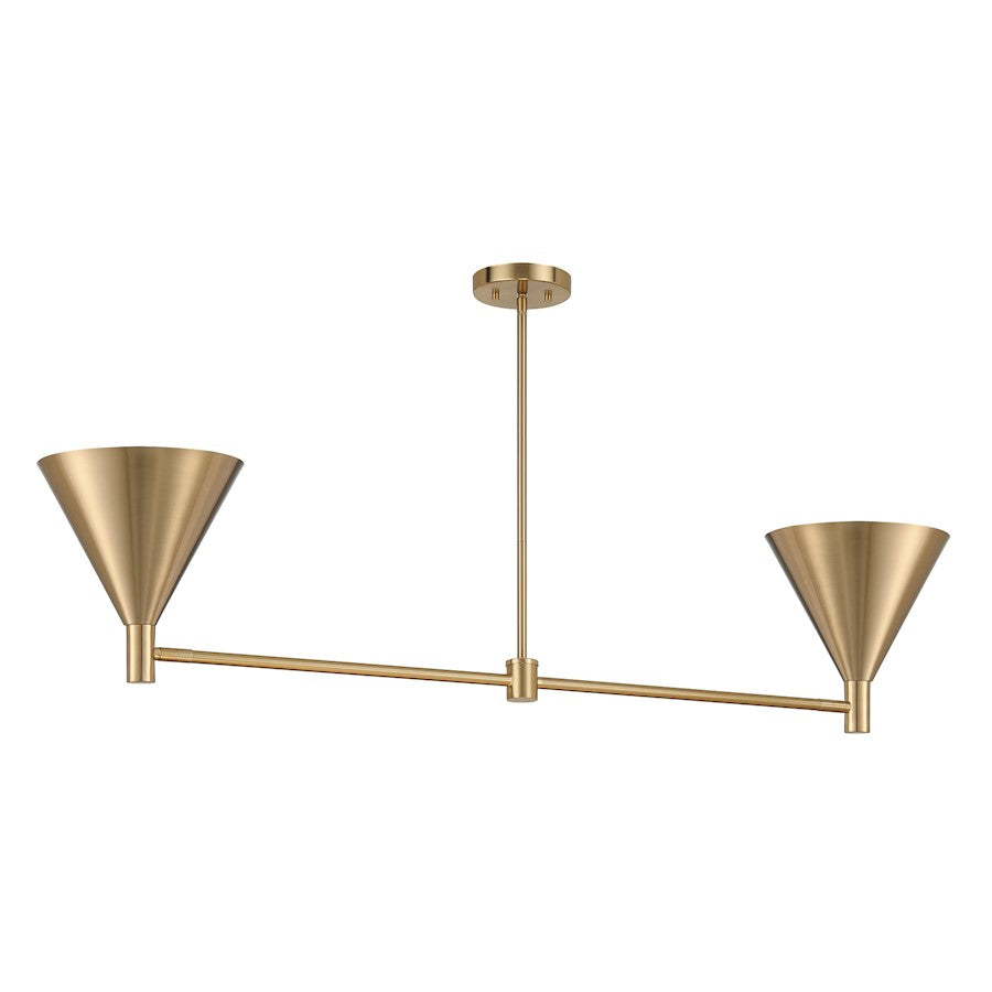 2-Light Linear Chandelier, Noble Brass