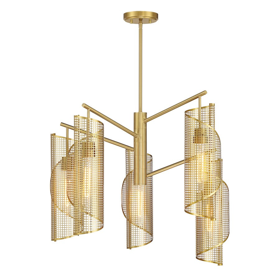 Savoy Essentials Hillbourne 5 Light Chandelier, Warm Brass - 1-8032-5-322