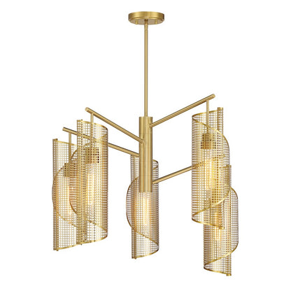 Savoy Essentials Hillbourne 5 Light Chandelier, Warm Brass - 1-8032-5-322