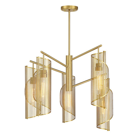 Savoy Essentials Hillbourne 5 Light Chandelier, Warm Brass