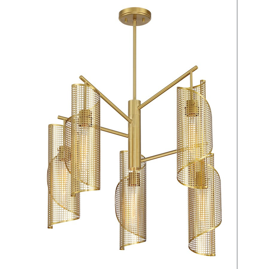 Savoy Essentials Hillbourne 5 Light Chandelier, Warm Brass