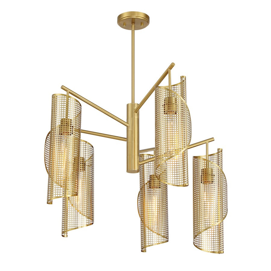 Savoy Essentials Hillbourne 5 Light Chandelier, Warm Brass