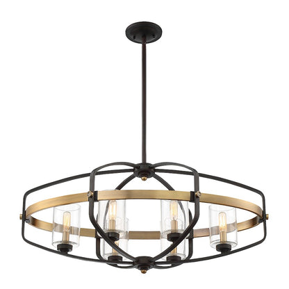 6 Light Linear Chandelier, English Bronze