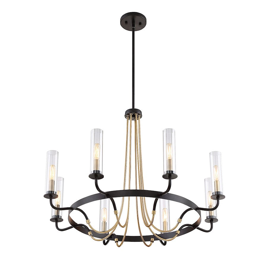 8 Light Chandelier, Vintage Black